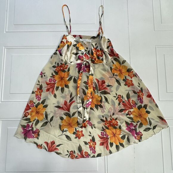 Victoria's Secret Other - Victorias Secret Vintage Slip Gown Chemise Night Satin Multicolor Floral Size M